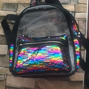 Clear sequined backpack. NWT.